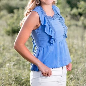 Blue Open Back Top